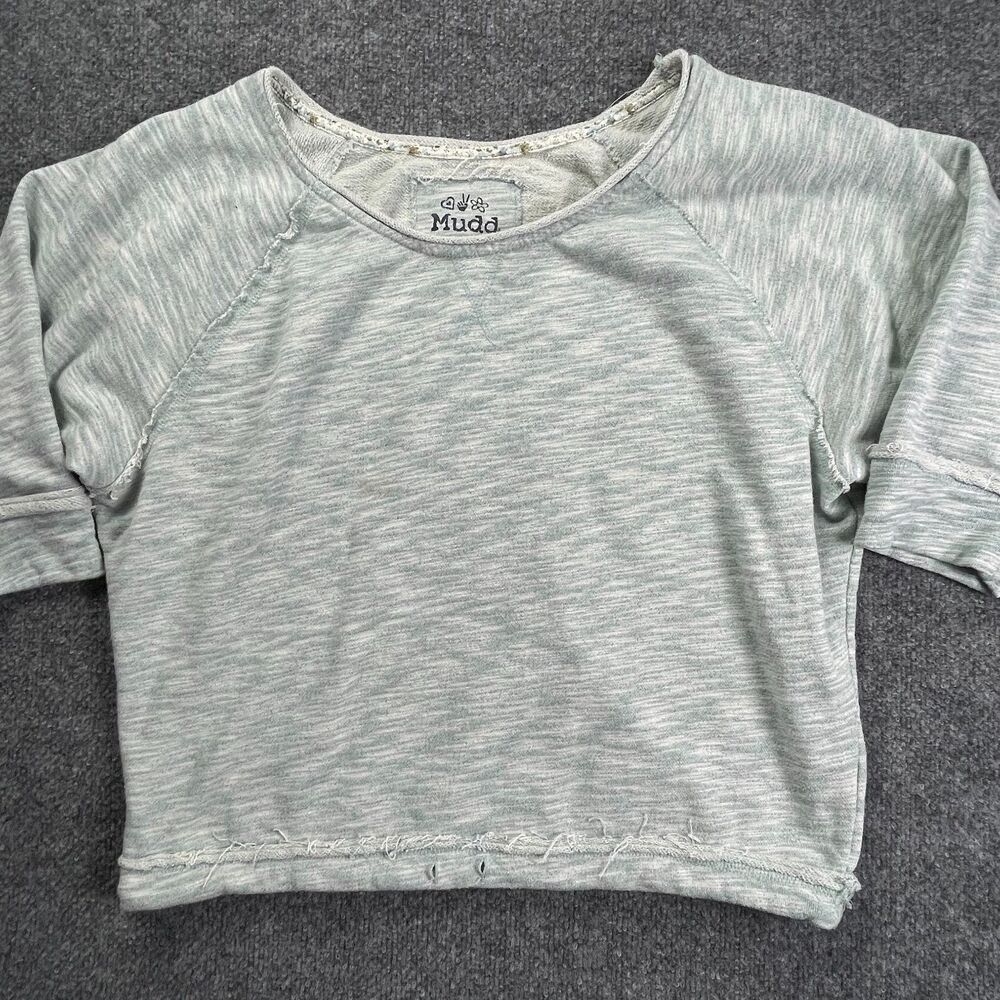 Mudd Women's Top Extra Large Heathered Gray Cotton Polyester